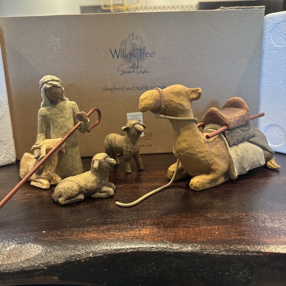 Willow Tree Shepherd and Stable Animals 4pc Set #26105 Lordi 2002 Hand Painted